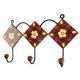 Brown Floral Ceramic Tile Wall Hook